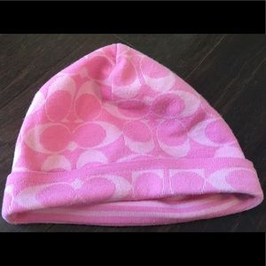 Reversible Coach Knit Beanie- Pink